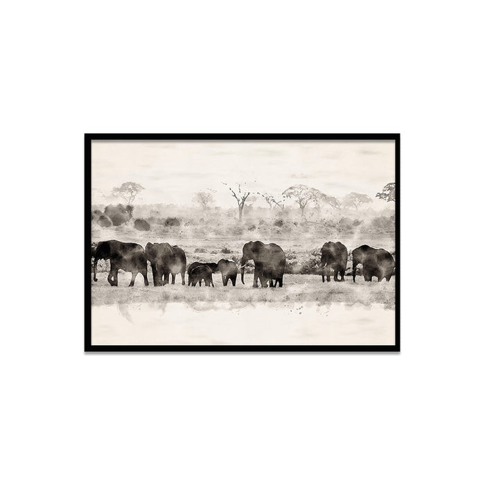 Composite Framed Canvas 50x75 Elephants