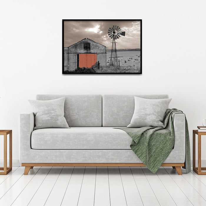 Composite Framed Canvas 50x75 Barn with red Door