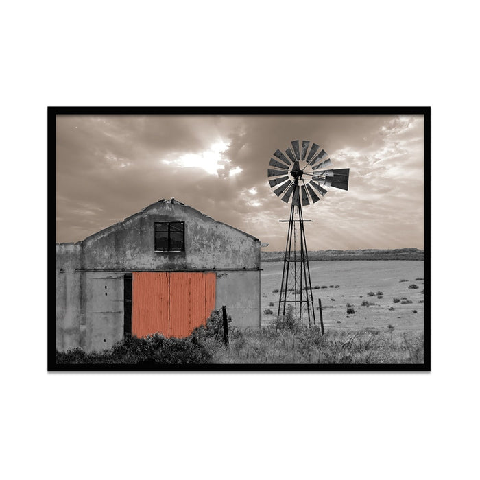 Composite Framed Canvas 50x75 Barn with red Door