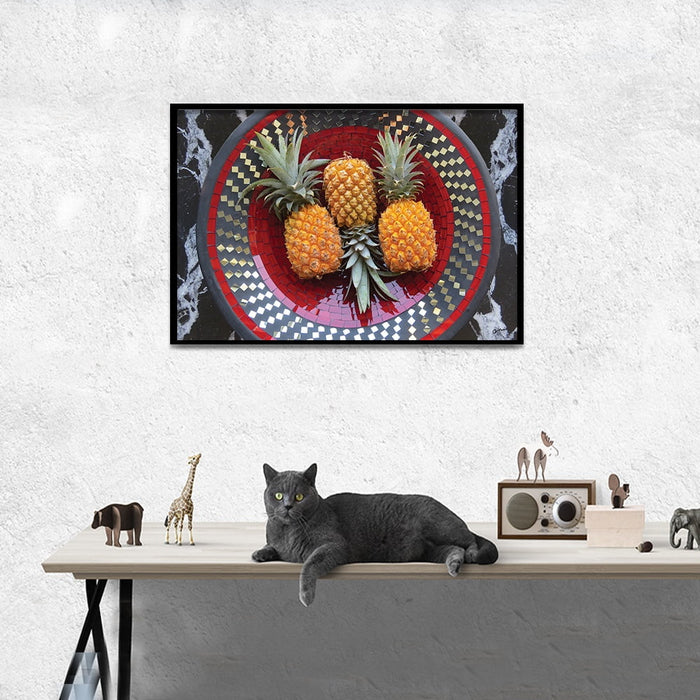 Composite Framed Canvas 50x75 Bowl with Pineapples