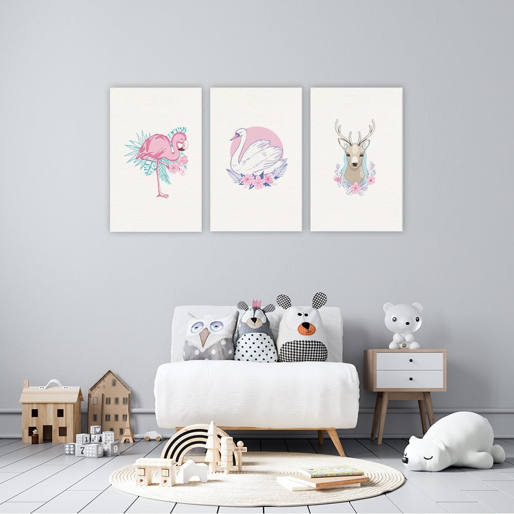 Composite Framed Canvas 3pce 65x45 NURSERY IMAGE