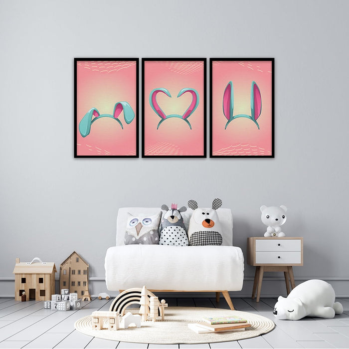 Composite Framed Canvas 3pce 65x45 BUNNY EARS