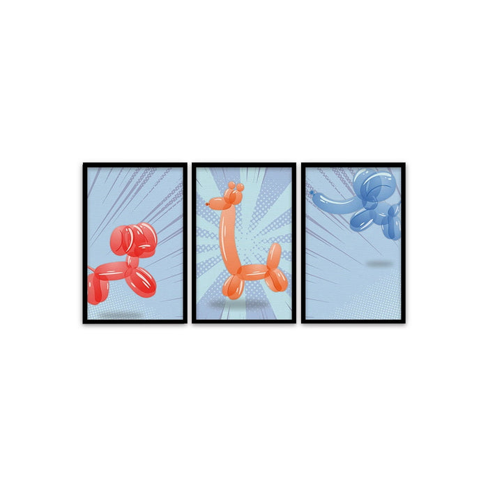 Composite Framed Canvas 3pce 65x45 BALLOON ANIMALS