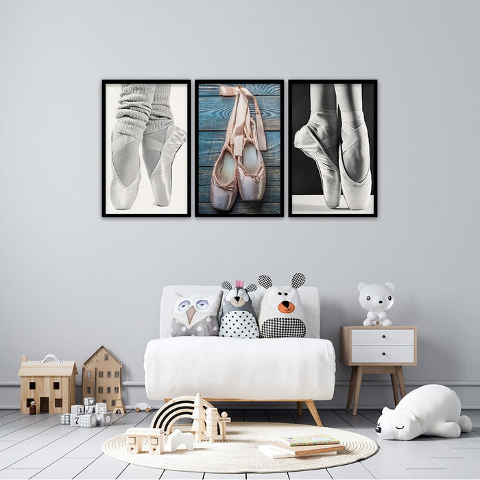 Composite Framed Canvas 3pce 65x45 BALLET SHOES