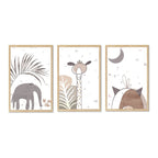 Composite Framed Canvas 3pce 46x65 Wild Animal Boho