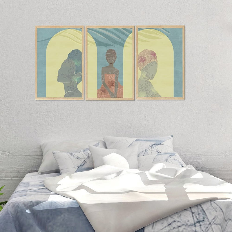 COMPOSITE FRAMED CANVAS FLORAL SILHOUETTE WOMAN