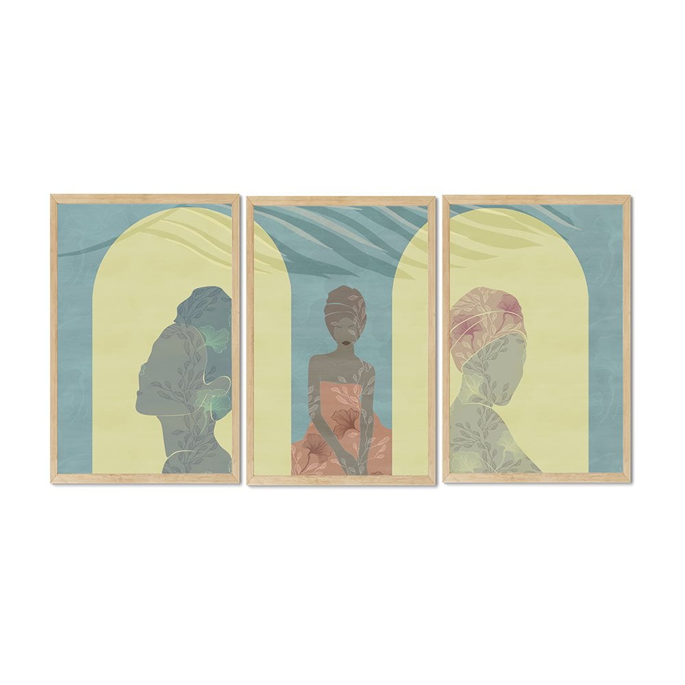 COMPOSITE FRAMED CANVAS FLORAL SILHOUETTE WOMAN