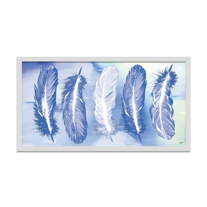 Composite Framed Canvas 77x150 Blue Feathers