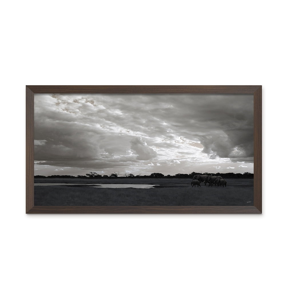 Composite Framed Canvas 77x150 Elephants in the Storm