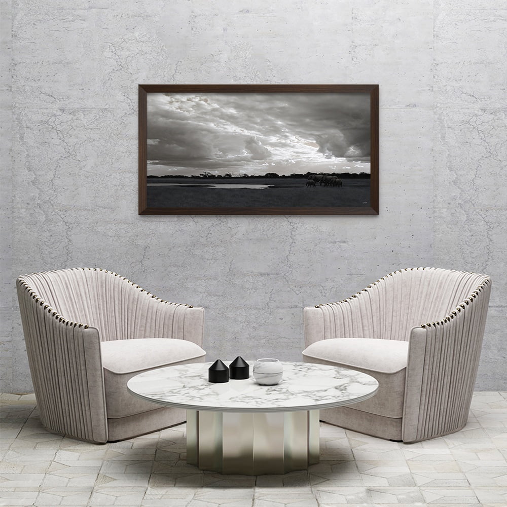 Composite Framed Canvas 77x150 Elephants in the Storm