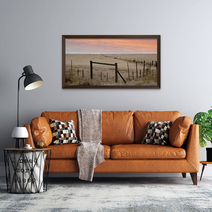 Composite Framed Canvas 77x150 Fenced Sunset