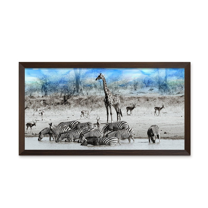 Composite Framed Canvas 77x150 Waterhole Duo blue