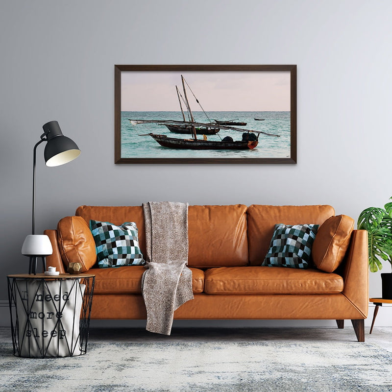 Composite Framed Canvas 77x150 Dhows at Sunrise