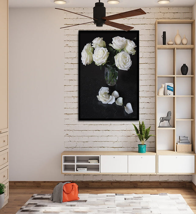 Composite Framed Canvas 80x100 Black & white Roses