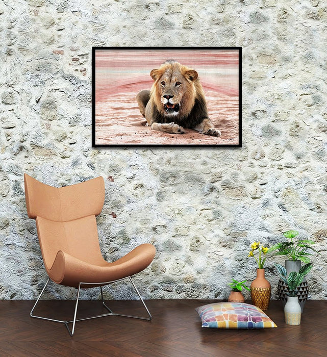 Composite Framed Canvas 80x100 Black maned Lion