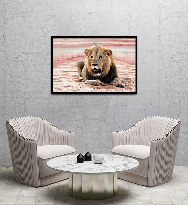 Composite Framed Canvas 80x100 Black maned Lion