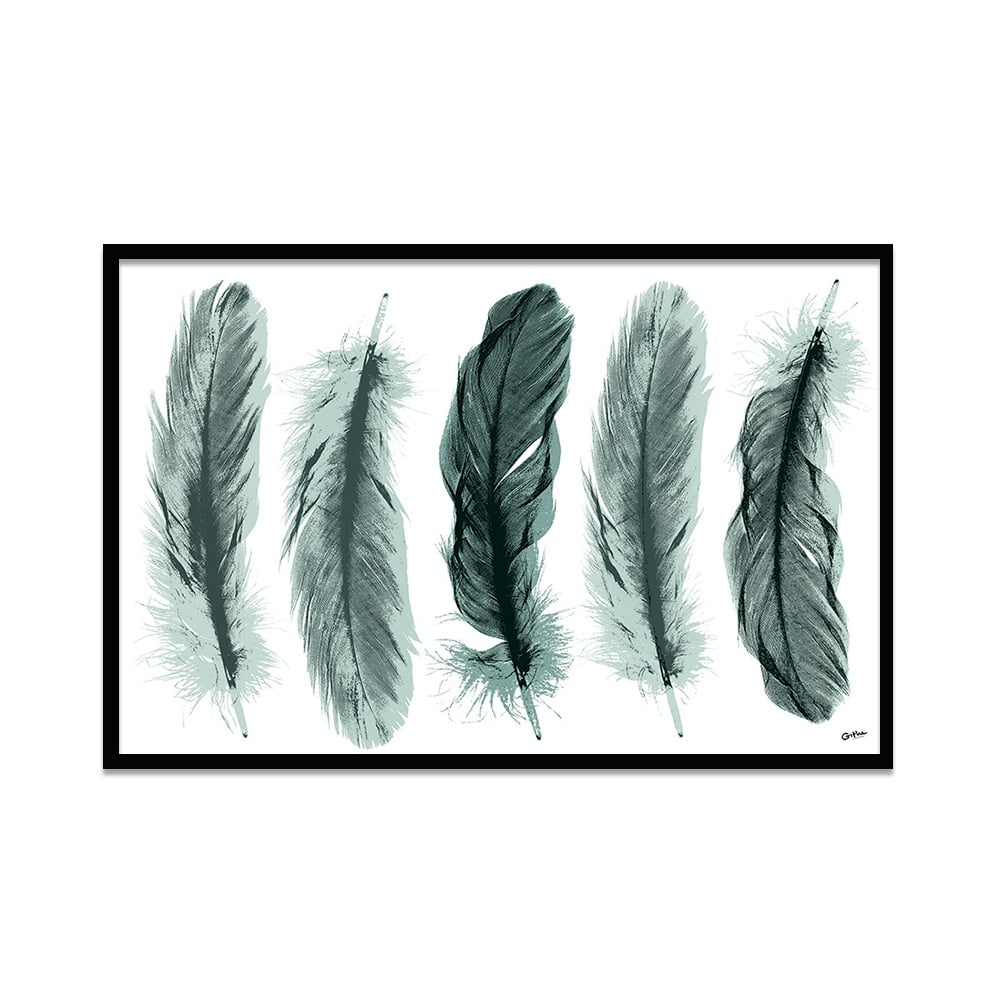 Composite Framed Canvas 80x100 Five sage Feathers