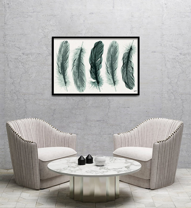 Composite Framed Canvas 80x100 Five sage Feathers