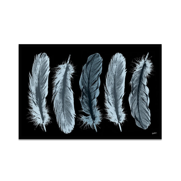 Composite Framed Canvas 80x100 Light Blue Feathers