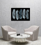 Composite Framed Canvas 80x100 Light Blue Feathers