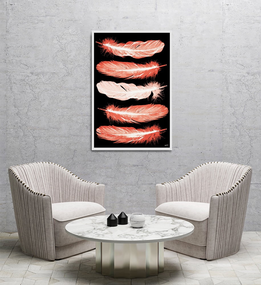 Composite Framed Canvas 80x100 Orange  Feathers