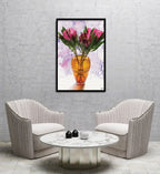 Composite Framed Canvas 80x100 Pink Proteas with Ink