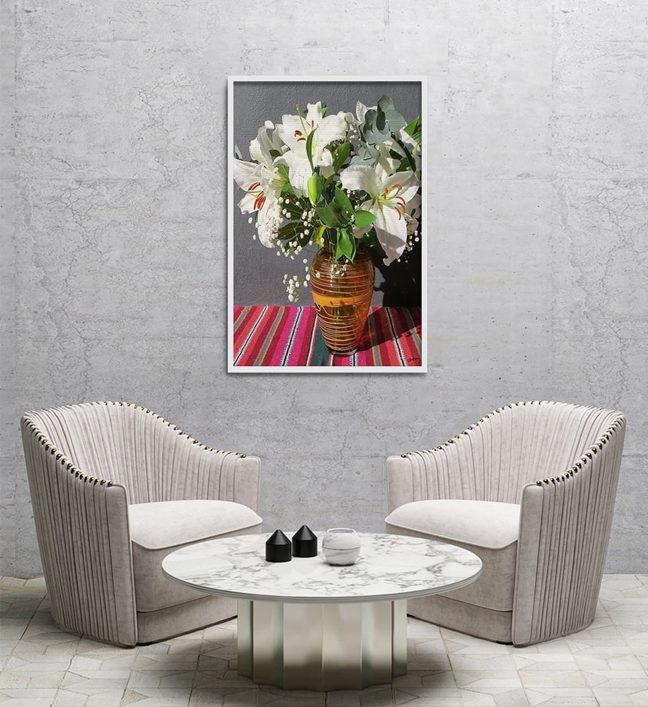 Composite Framed Canvas 80x100 Still life with Lilies