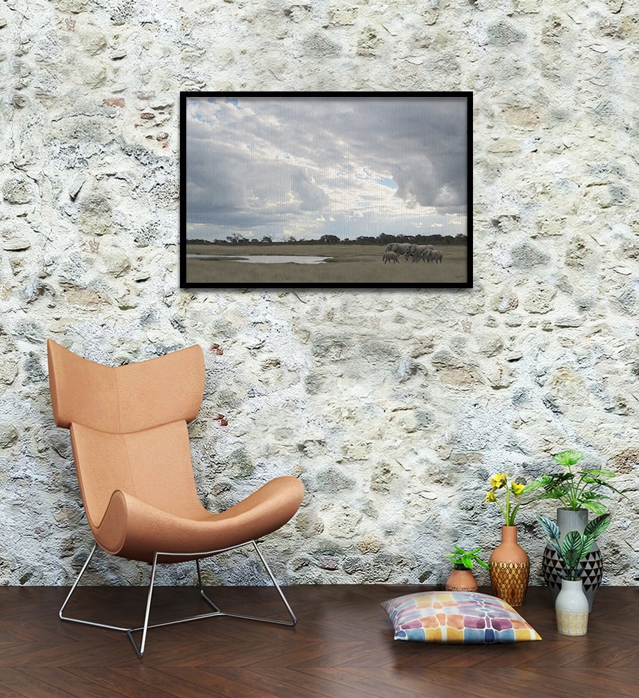 Composite Framed Canvas 80x100 The Elephant Herd