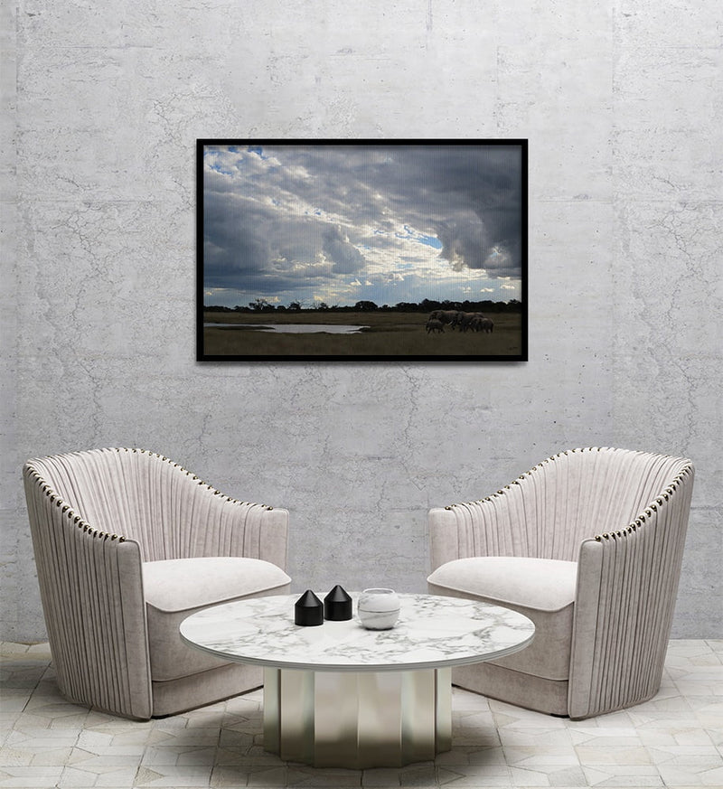 Composite Framed Canvas 80x100 The Elephant Herd