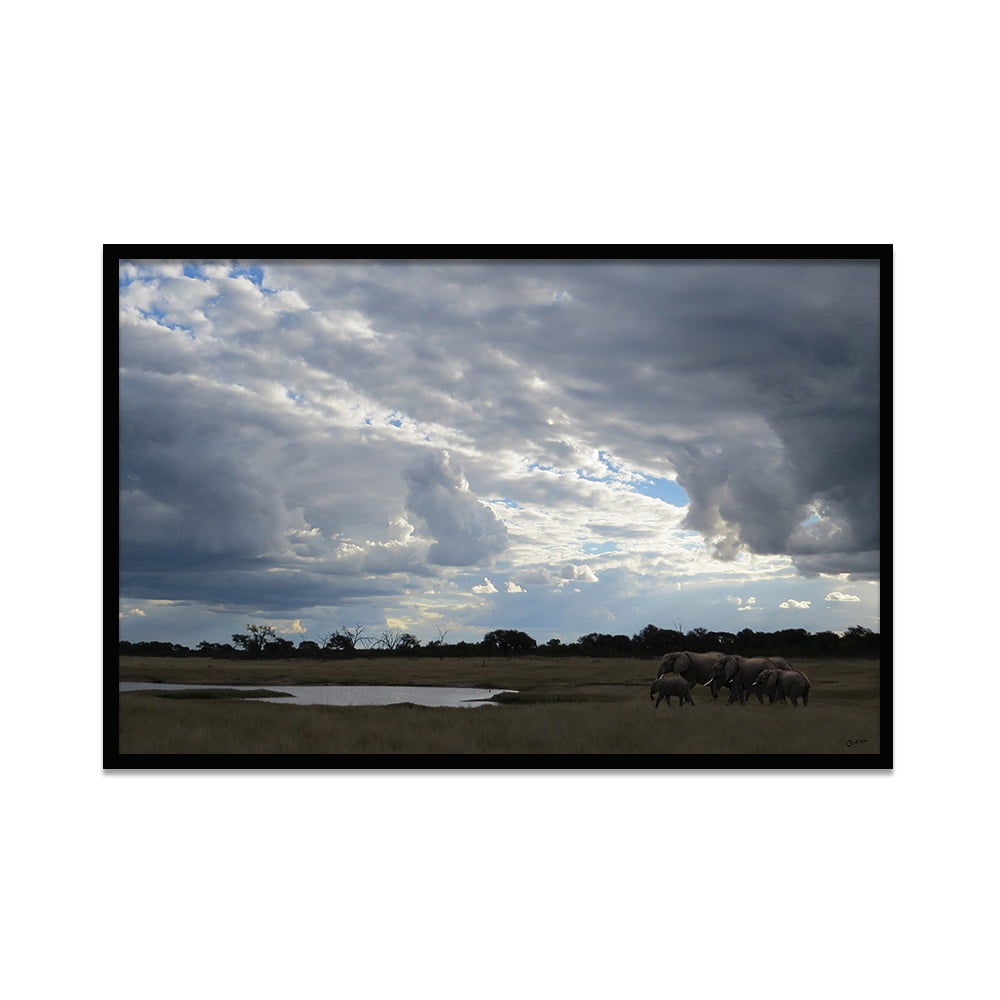 Composite Framed Canvas 80x100 The Elephant Herd