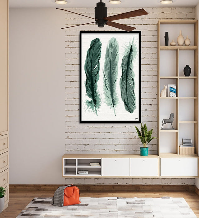 Composite Framed Canvas 80x100 Three Green Feathers