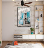 Composite Framed Canvas 80x100 Zanzibar Blue Window