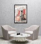 Composite Framed Canvas 80x100 Zanzibar Red Window