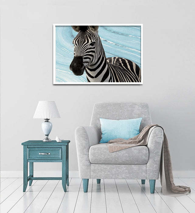 Composite Framed Canvas 80x100 Zebra on Stripes