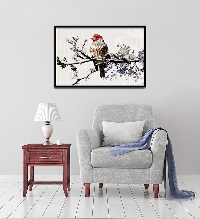 Composite Framed Canvas 80x100 Bird with red head