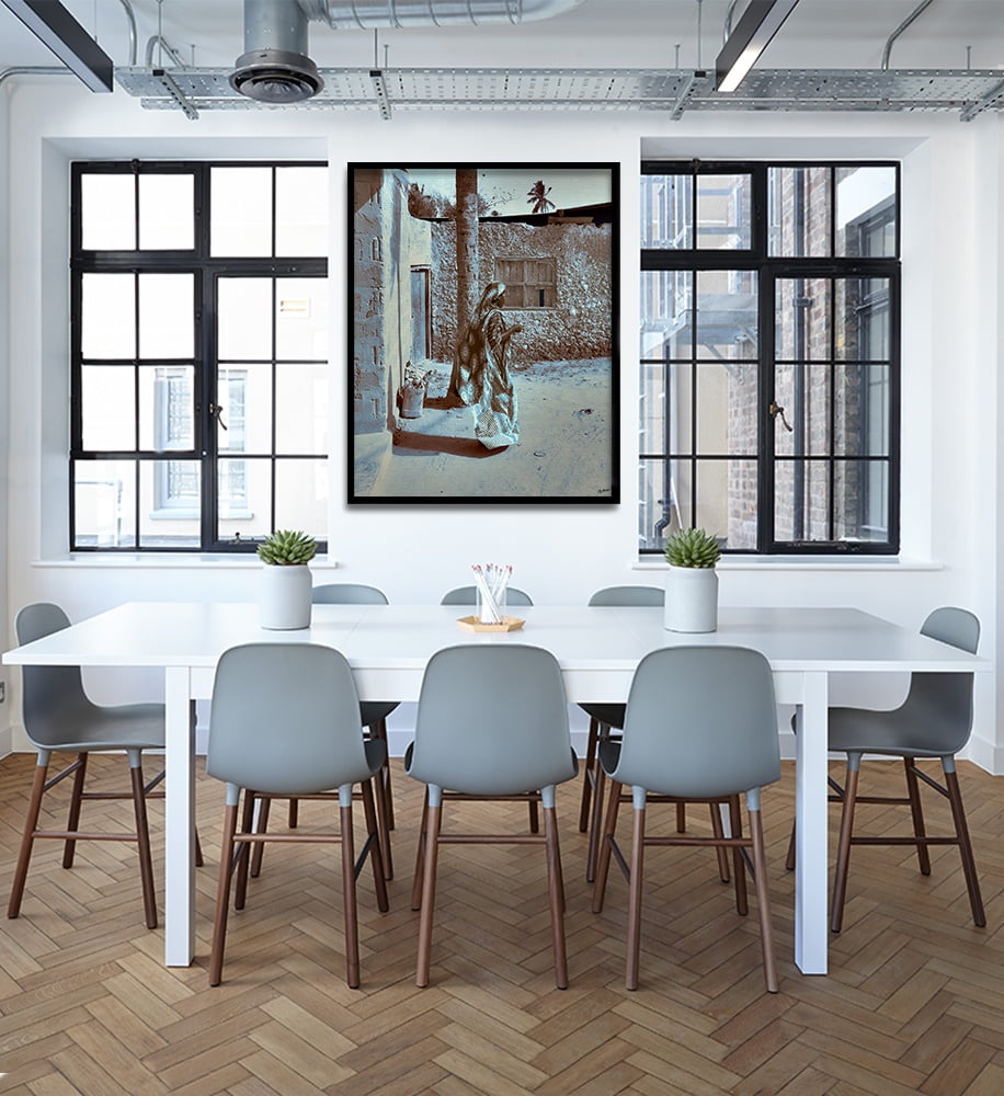 Composite Framed Canvas 80x100 Zanzibar Woman in Copper & Blue