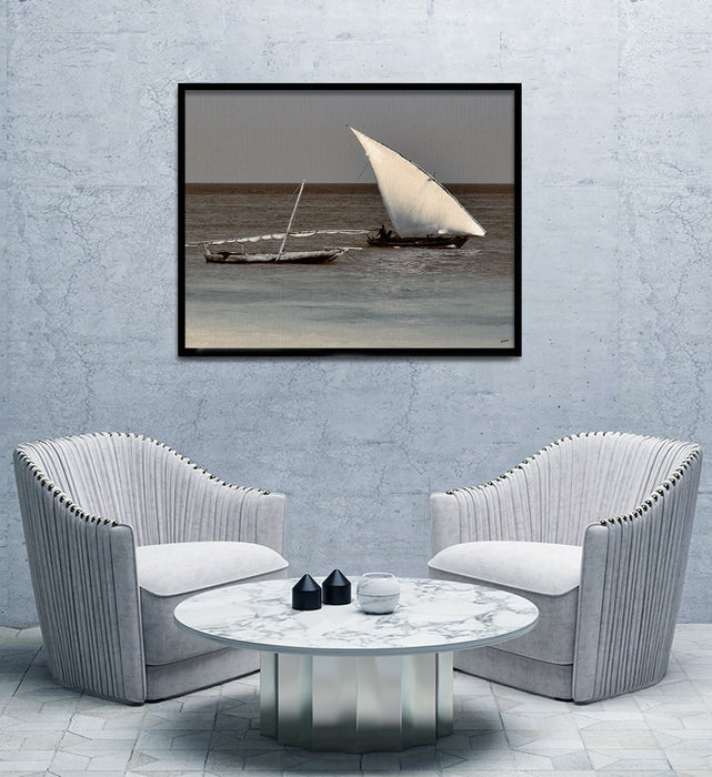 Composite Framed Canvas 80x100 Dhows in Copper & Blue