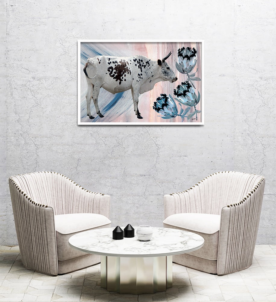 Composite Framed Canvas 80x100 Composition 4: Nguni & Proteas