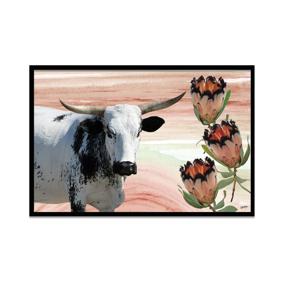 Composite Framed Canvas 80x100 Composition 3: Nguni & Proteas