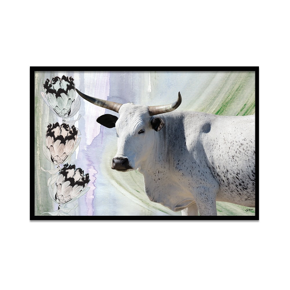 Composite Framed Canvas 80x100 Composition 2 : Nguni & Proteas