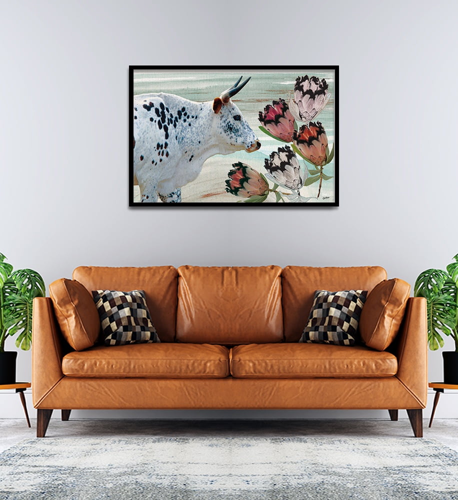 Composite Framed Canvas 80x100 Composition 1 : Nguni & Proteas