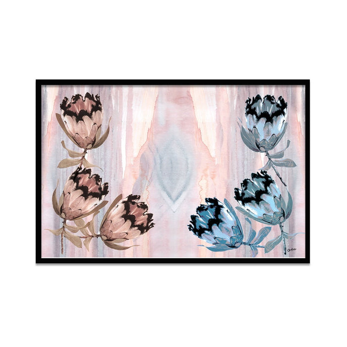 Composite Framed Canvas 80x100 Blue & Pink Proteas