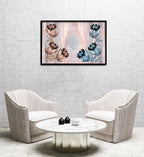 Composite Framed Canvas 80x100 Blue & Pink Proteas