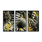 GOLDEN TROPICAL LEAVES 3 PIECE COMPOSITE FRAMED CANVAS COLLAGES