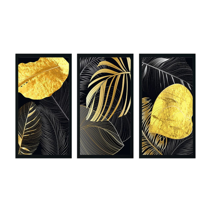 GOLDEN LEAVES T 3 PIECE COMPOSITE FRAMED CANVAS COLLAGES