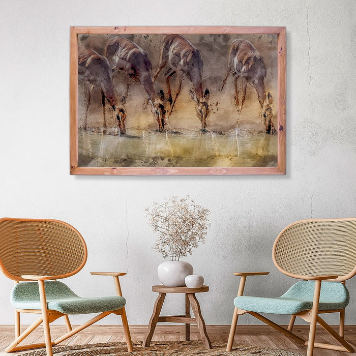 Composite Framed Canvas 100x150 IMPALA WATERCOLOUR