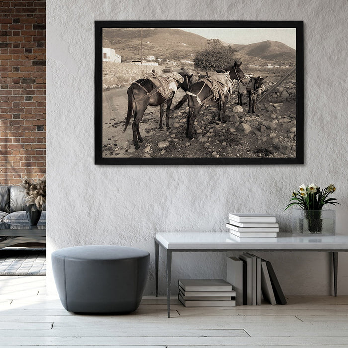 Composite Framed Canvas 100x150 RURAL HORSES