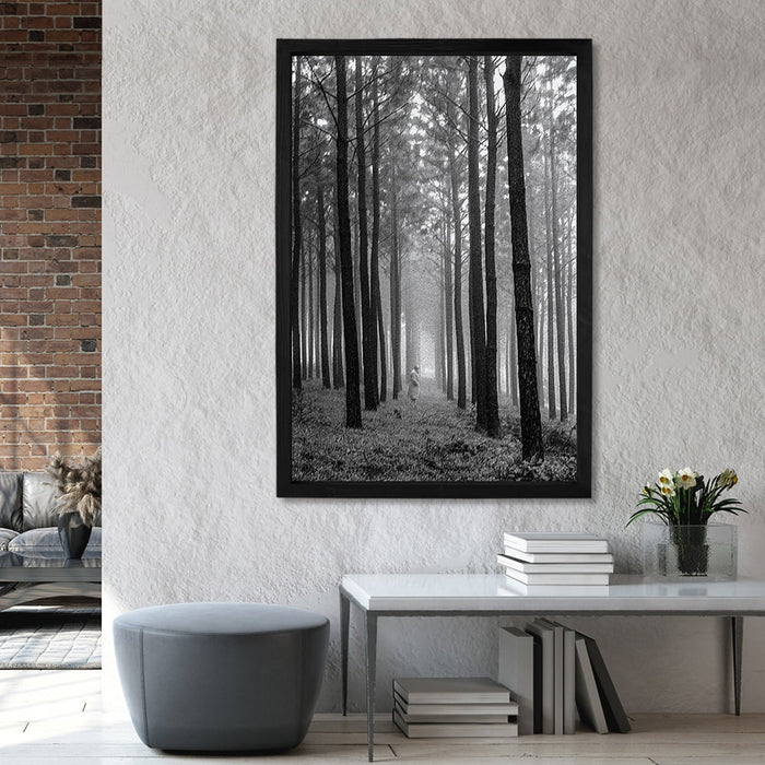 Composite Framed Canvas 100x150 TREE PLANTATION BLACK & WHITE