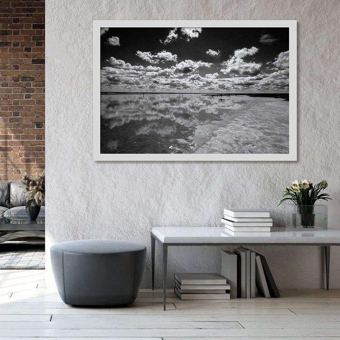 Composite Framed Canvas 100x150 BEACH SKY BLACK & WHITE