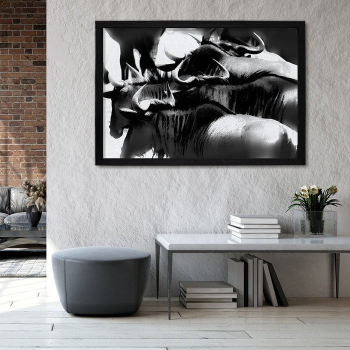 Composite Framed Canvas 100x150 WILDEBEEST